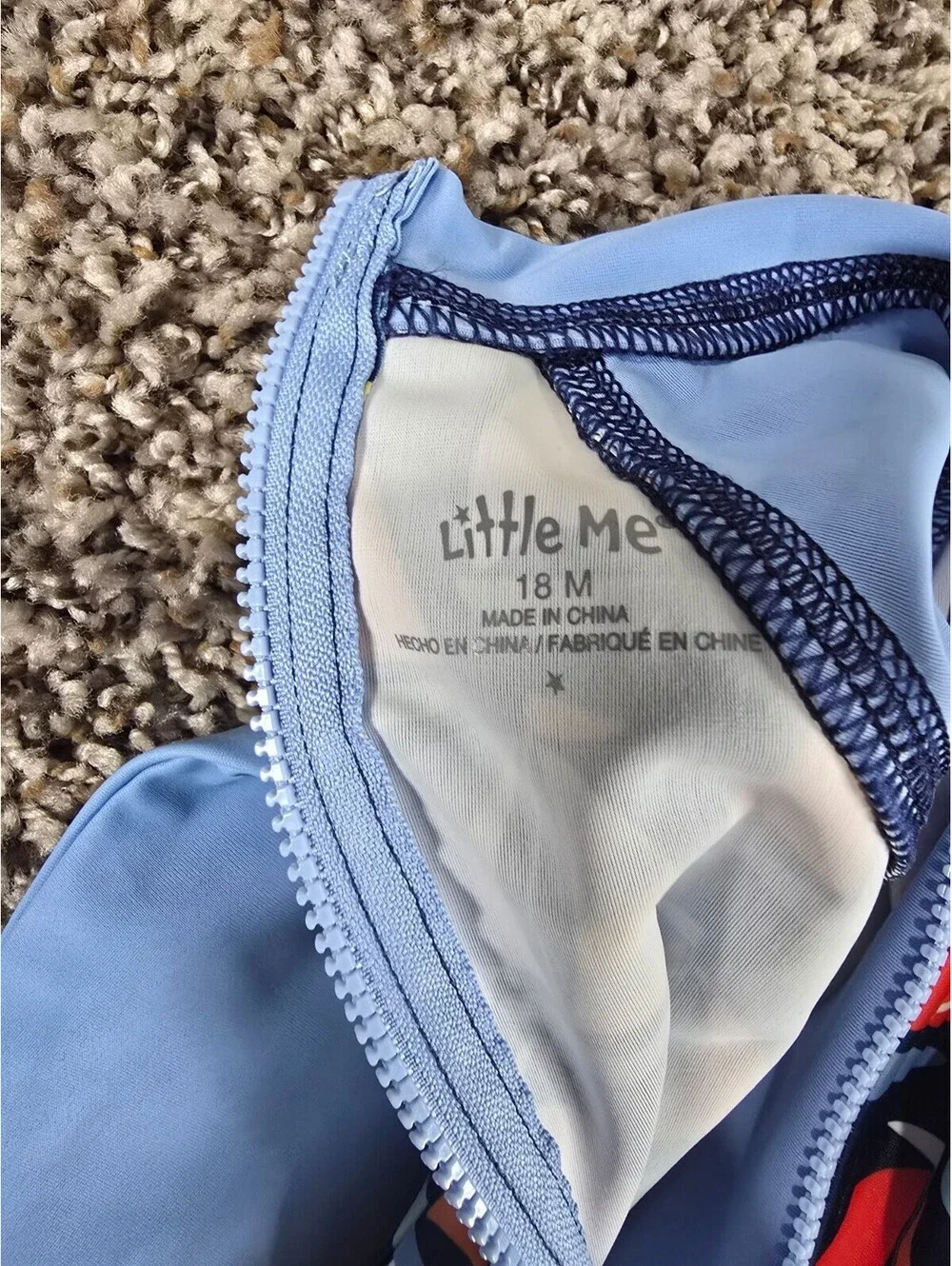 Little Me Baby Boys Sz 18M One Piece Swimsuit Rash Guard Sailboat Print